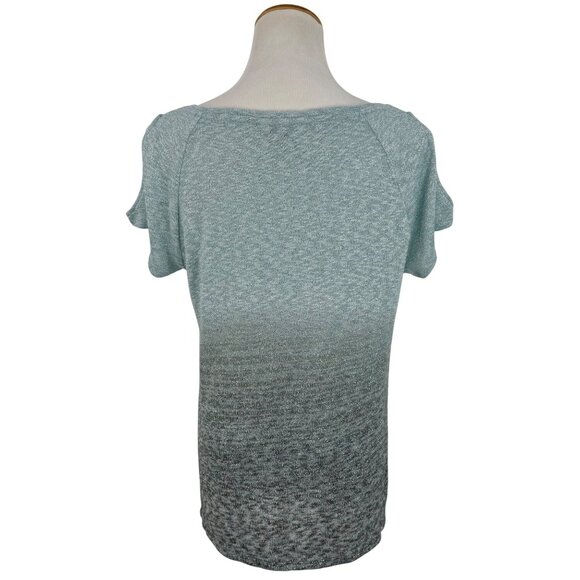 Juicy Couture Blue & Silver Metallic Ombre Cold Shoulder Knit Top Glam Croquette - Picture 5 of 13